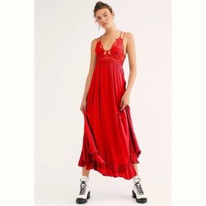 49. Free People Adella Maxi Slip Bright Red